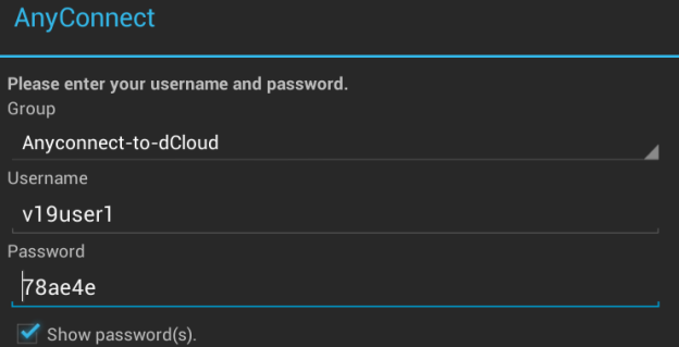 Username and Password Entry