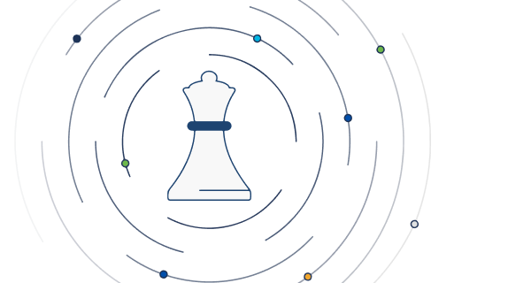 Background image with a chess piece illustration.